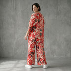 Slinky Blumen Set Sommer A-Form Shirt Hose stretch Papita Modeare Damen Zweiteiler Weiß Rot Schwarz Frankreich große Größen