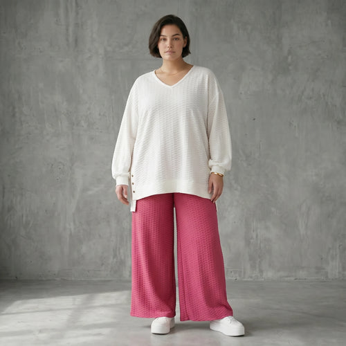 Oversize Jacquard Shirt mit Waffelstruktur von Papita Weiß Sommer Look bei Modeare entdecken