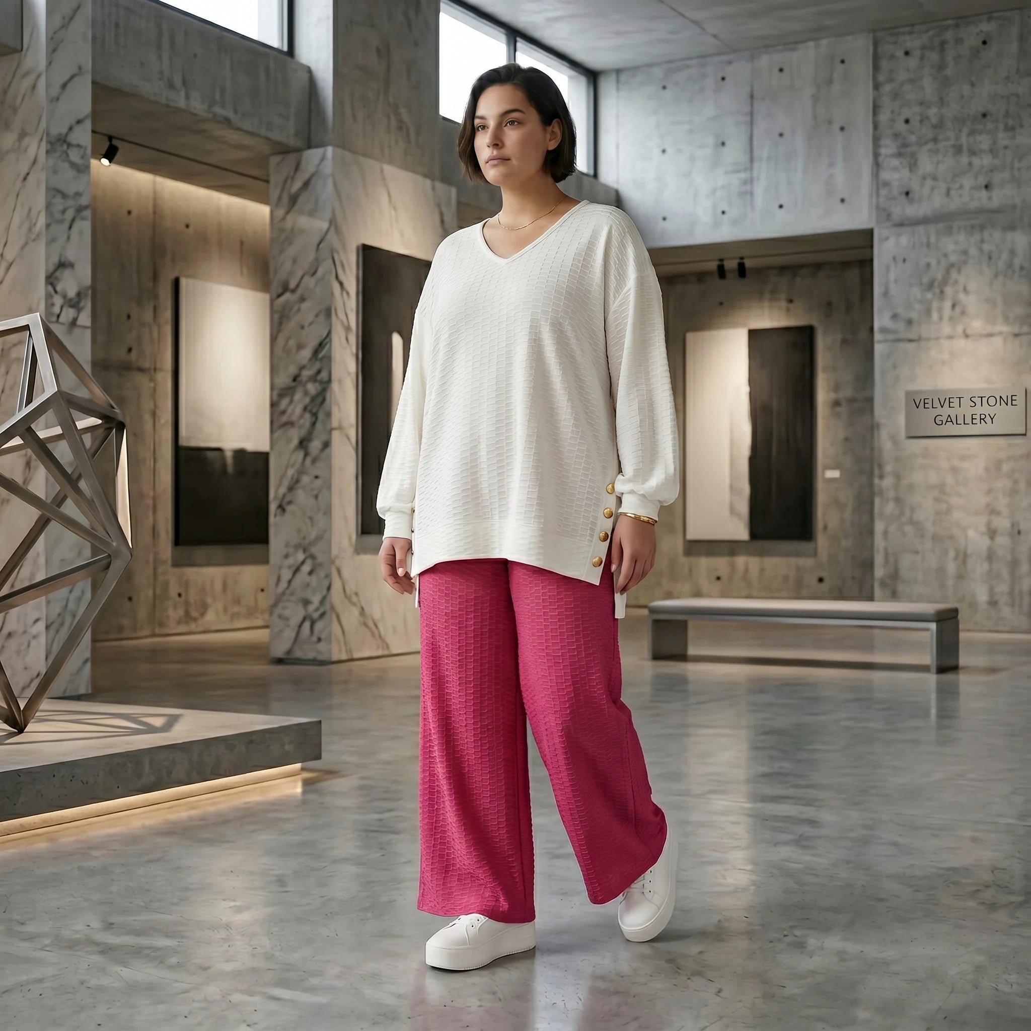 Oversize Jacquard Shirt mit Waffelstruktur von Papita Weiß Sommer Look bei Modeare entdecken