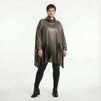Kastiges Oversize Shirt aus Lederimitat mit Fransen Winterlook AKH Premium Damen Modeare