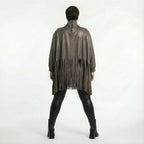 Kastiges Oversize Shirt aus Lederimitat mit Fransen Winterlook AKH Premium Damen Modeare