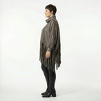 Kastiges Oversize Shirt aus Lederimitat mit Fransen Winterlook AKH Premium Damen Modeare