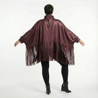 Oversize Shirt Lederoptik mit Fransen weich elastisch Winter Look AKH Premium exklusiv bei Modeare
