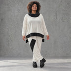 Rollkragenshirt aus fließendem Jersey mit Stretch Vokuhilaform mit seitlichen Schlitzen