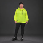 Hoody in Neongelb aus weichem Stretchjersey aus Italien mit Kapuze und gerader Passform