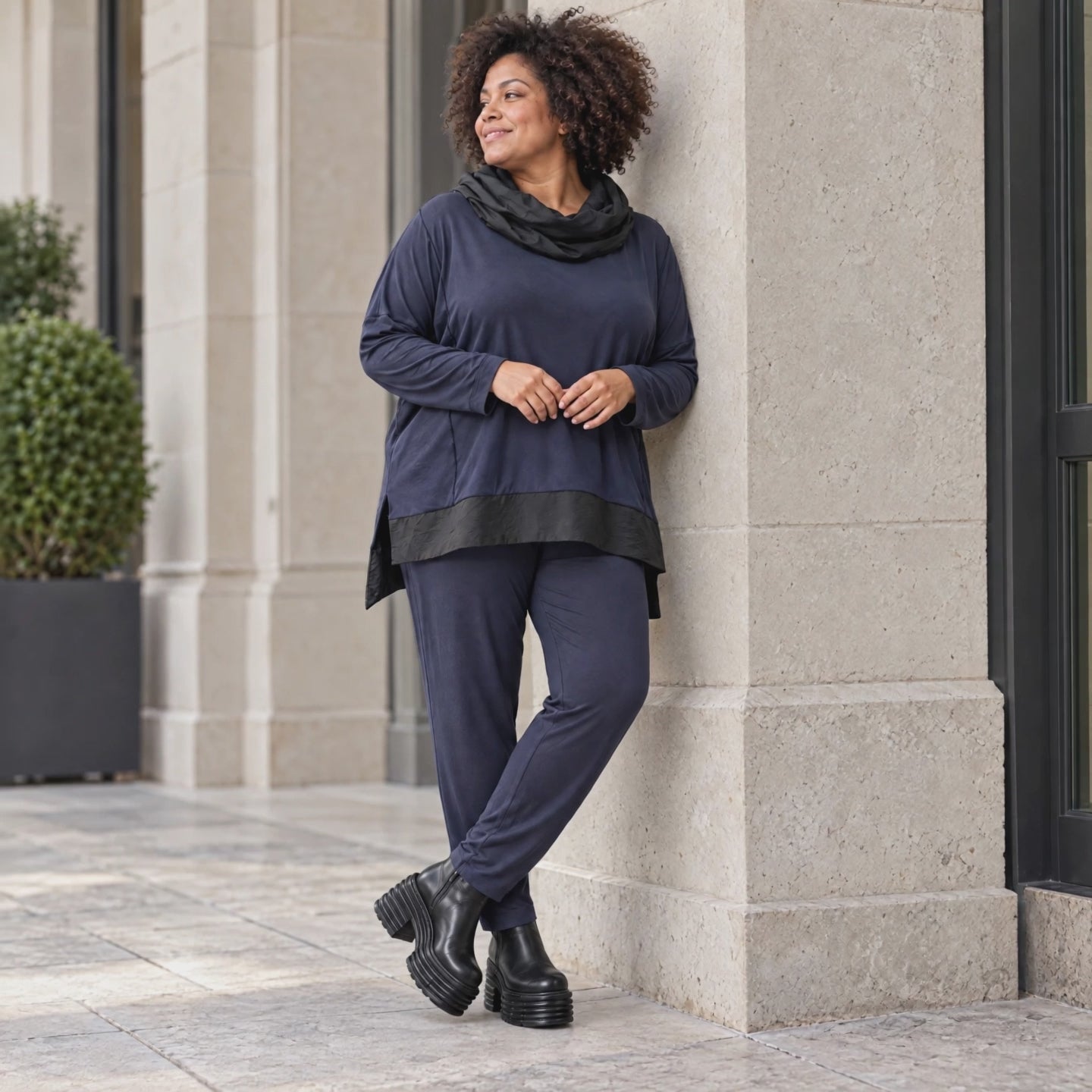 Winter Karottenleggings aus warmem Viskosejersey mit Stretch und bequemem Dehnbund