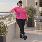 Rundhalsshirt in Pink aus weichem Stretchjersey mit 7/8-Arm und gerundeter Schnittform