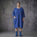 Crash Ballon Kleid Oversize Sommerkleid Popeline AKH Premium bei Modeare Royalblau Lagenlook luftig leicht aus Frankreich