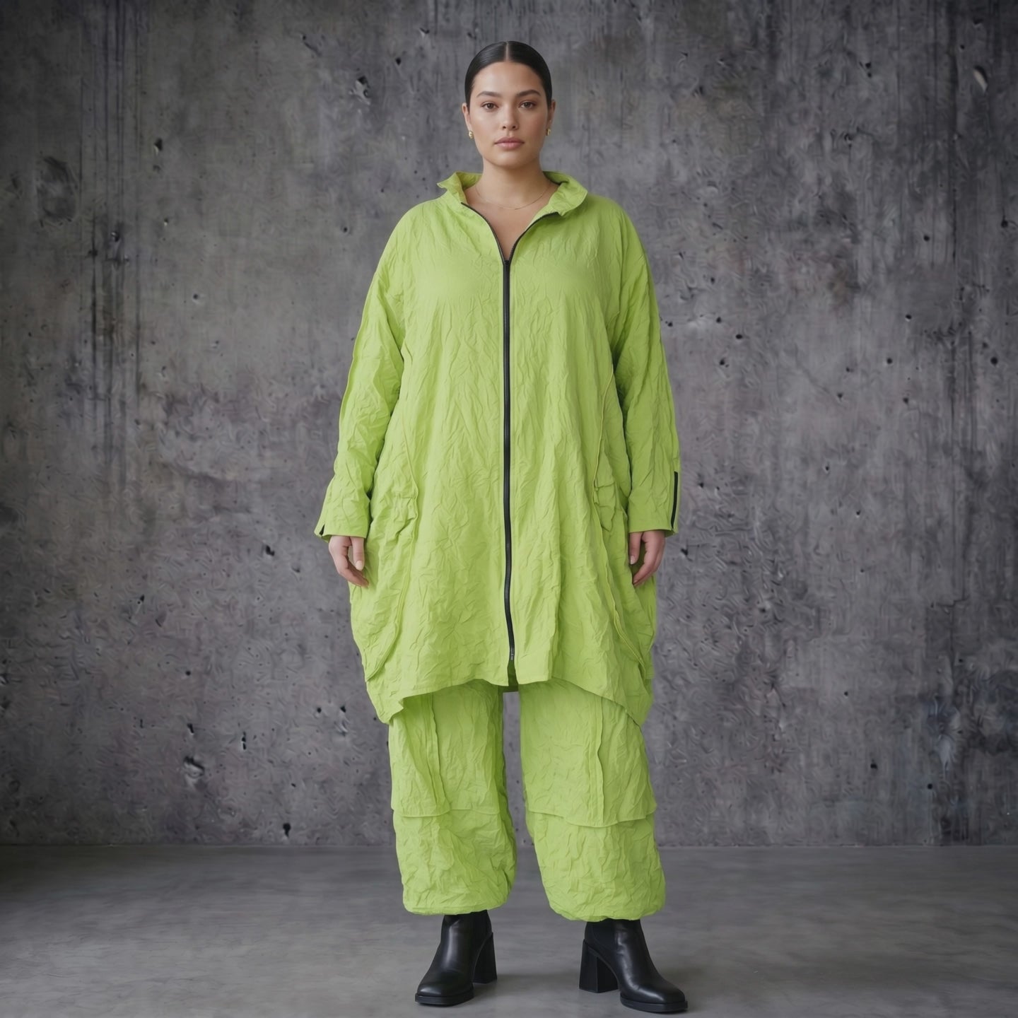 Oversize Crash Mantel Ballon Sommer leicht luftig AKH Premium Modeare Damen Jacke Popeline Look Frankreich hergestellt modern