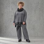 Wintershirt aus weichem Jersey mit Rollkragen Vokuhila Schnitt Taft und Seitenschlitzen