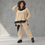 Jerseyhose mit geradem Bein und Dehnbund mit Taftdetails und dekorativer Overlocknaht