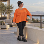 Langarmshirt in kräftigem Orange mit lässig kastigem Schnitt aus weichem Baumwolljersey