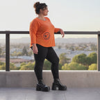 Shirt in Orange mit Rundhalsausschnitt 7/8-Arm und aufgesetzten Taschen aus Stretchjersey