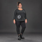 Schwarzes Basic Shirt aus weichem Stretchjersey mit Rundhalsausschnitt und 7/8-Arm