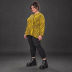 Kuscheliges Langarmshirt aus flauschigem Feinstrick in A-Linie mit Gelb/Schwarz Muster