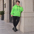 Grüner Hoody aus weichem Baumwolljersey mit Stretch Kapuze und gerader Schnittform