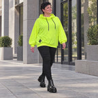 Hoody in Neongelb aus weichem Stretchjersey aus Italien mit Kapuze und gerader Passform