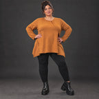 Langarmshirt in Braun aus weichem Stretchjersey mit fließender A-Linie für den Alltag