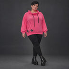 Hoodie in leuchtendem Pink aus weichem Stretchjersey mit Kapuze und gerader Schnittform