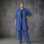 Oversize Crash Mantel Damen Ballonform blau Sommer leicht AKH Premium Modeare Avantgarde Jacke luftig Popeline modern Look