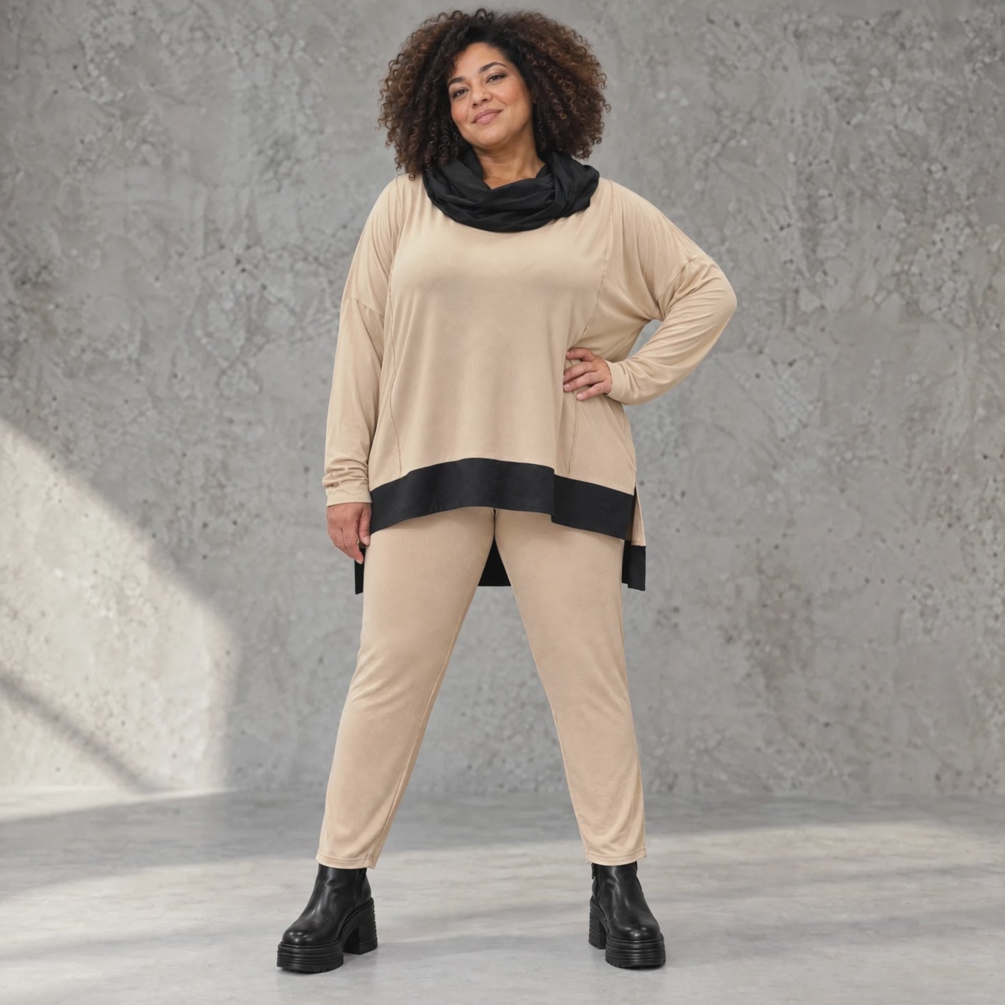 Karottenleggings aus Viskosejersey mit Elasthan schmal geschnitten mit elastischem Bund