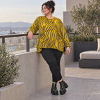 Kuscheliges Langarmshirt aus flauschigem Feinstrick in A-Linie mit Gelb/Schwarz Muster