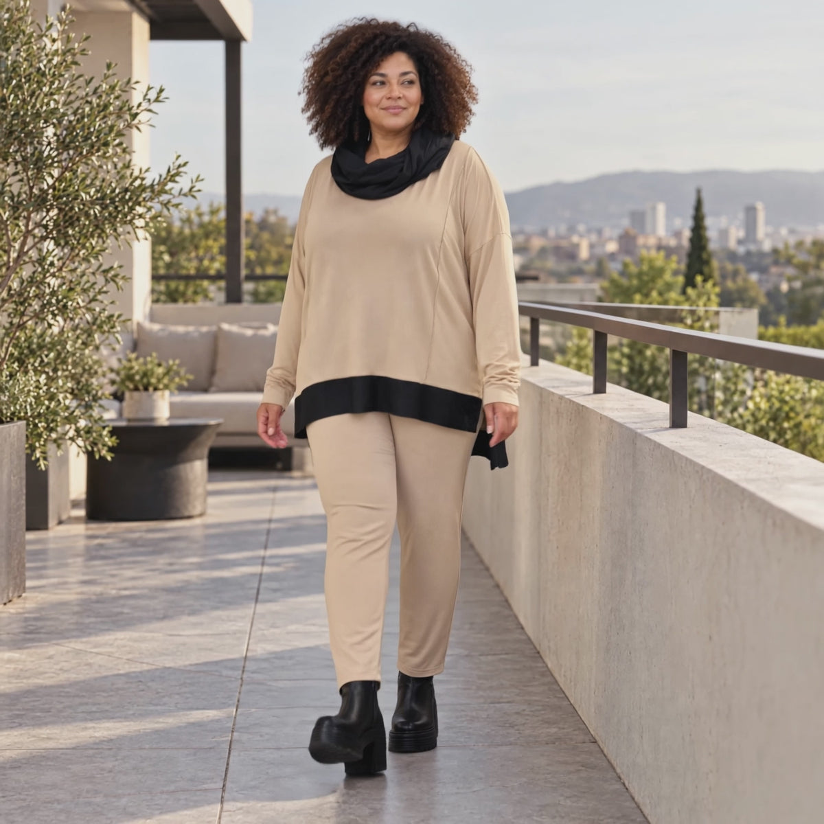 Karottenleggings aus Viskosejersey mit Elasthan schmal geschnitten mit elastischem Bund
