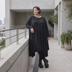 Fließendes A-Linienkleid aus Slinky mit Stretch und Rundhalsausschnitt pflegeleicht