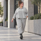 Graue Ballonjeans aus Stretchdenim in lockerer Form für bequemen lässigen Alltagslook