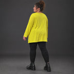 Langarmshirt in strahlendem Gelb mit fließender A-Linie aus weichem Baumwolljersey