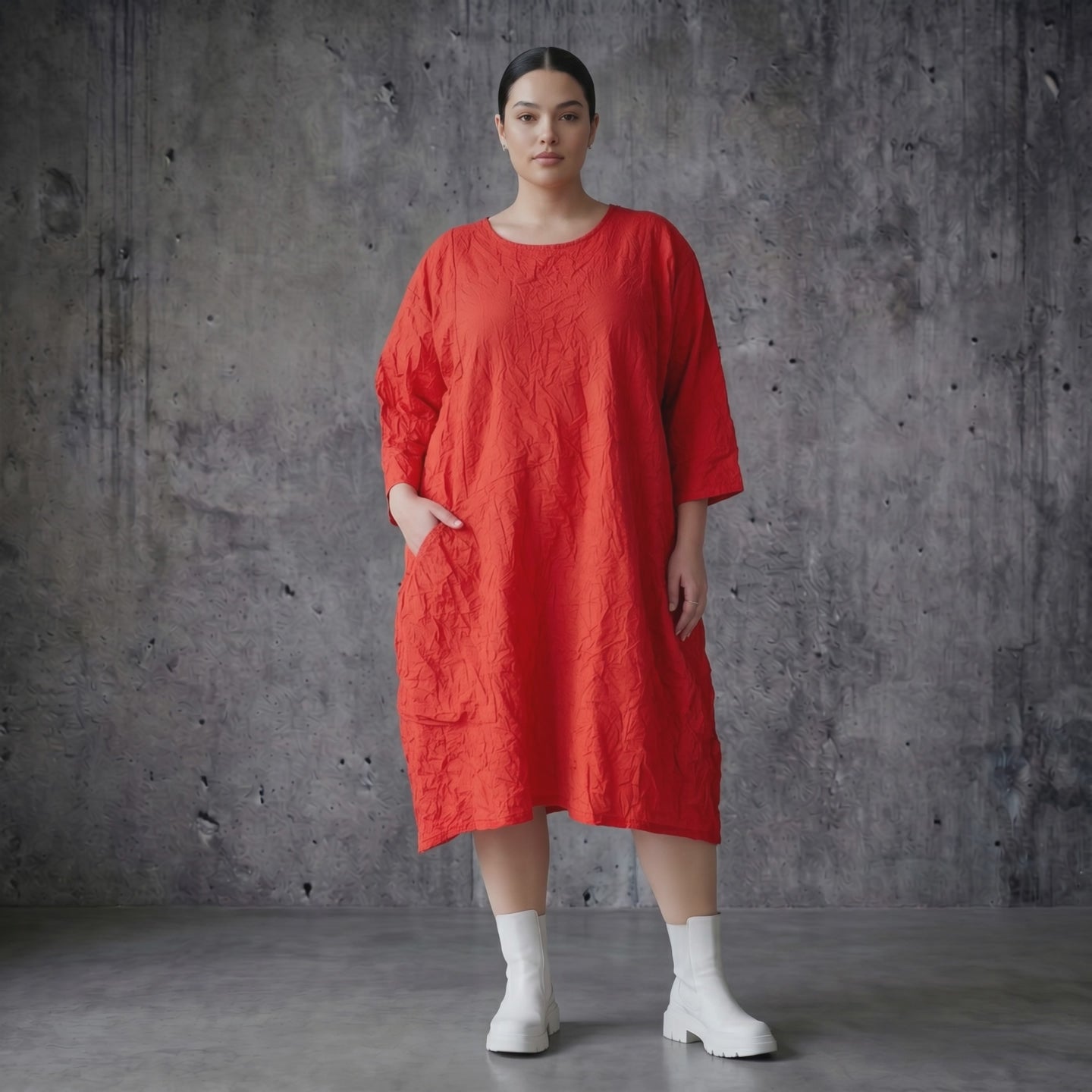 AKH Premium Crash Ballon Kleid aus Popeline Sommer Oversize Damenmode Modeare