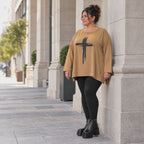 Langarmshirt Basic in Camel aus weichem Jersey mit Elasthan und schmeichelnder A-Linie