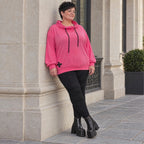 Hoodie in leuchtendem Pink aus weichem Stretchjersey mit Kapuze und gerader Schnittform