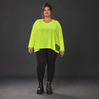 Lässiges Langarmshirt in leuchtendem Neongelb mit V-Ausschnitt aus weichem Stretchjersey